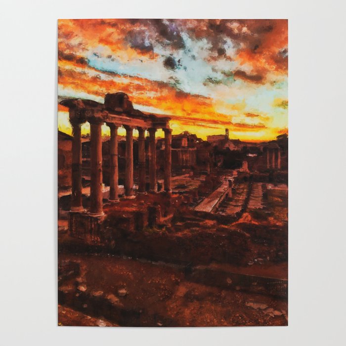 Rome Imperial Fora at sunset Poster