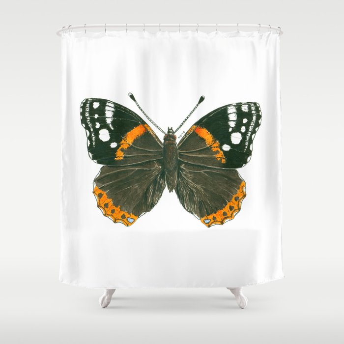 Admiral butterfly ink illustration Shower Curtain