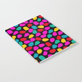 Ink Dot Colourful Mosaic Pattern Bright 80s Colours on Black Notebook