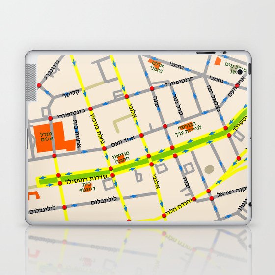 Tel Aviv map - Rothschild Blvd. Hebrew Laptop & iPad Skin