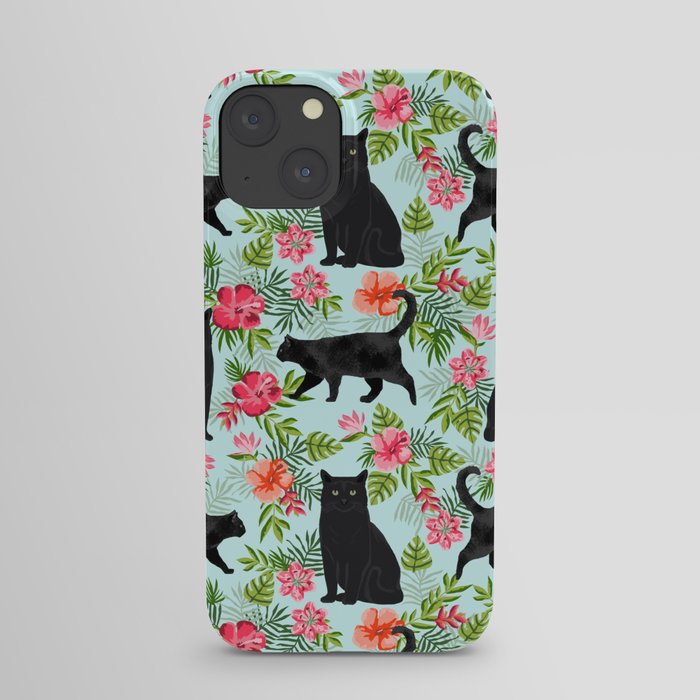 Black cat hawaiian cat breeds cat lover pattern art print cat lady must have iPhone Case