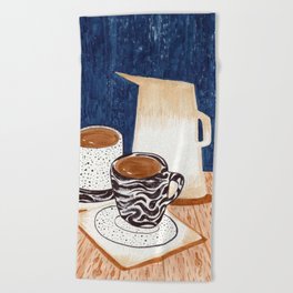Coffee for Two Drawing by Amanda Laurel Atkins Beach Towel