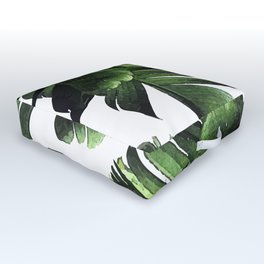 Banana Leaf - Tropical Leaf Print - Botanical Art - Modern Abstract - Green, Olive Outdoor Floor Cushion