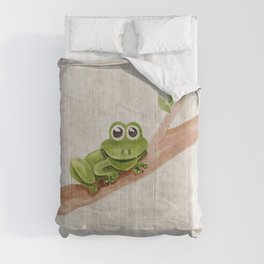 Little Frog, Forest Animals, Woodland Critters, Tree Frog Illustration Comforter