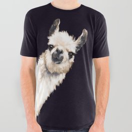 Sneaky Llama in Black All Over Graphic Tee