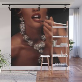 FINISH TOUCH | glitter collage art | sparkle diamonds | rich and fabulous | red lips | classic Wall Mural