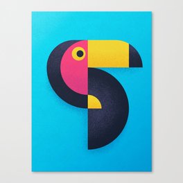 Toucan Geometric - Cyan Canvas Print