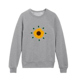 Sunflower and Leaves Pattern Kids Crewneck