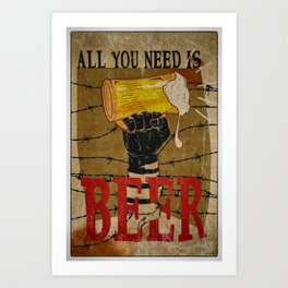 All you need is beer, Cheers vintage art Art Print | Poster, Free, Nightclub, Digital, Alcohol, Beer, Allyouneedisbeer, Bar, Graphicdesign, Art 