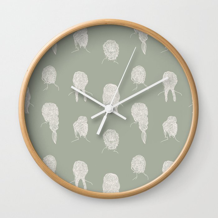 Braided Hairstyles - Dusty Green Wall Clock