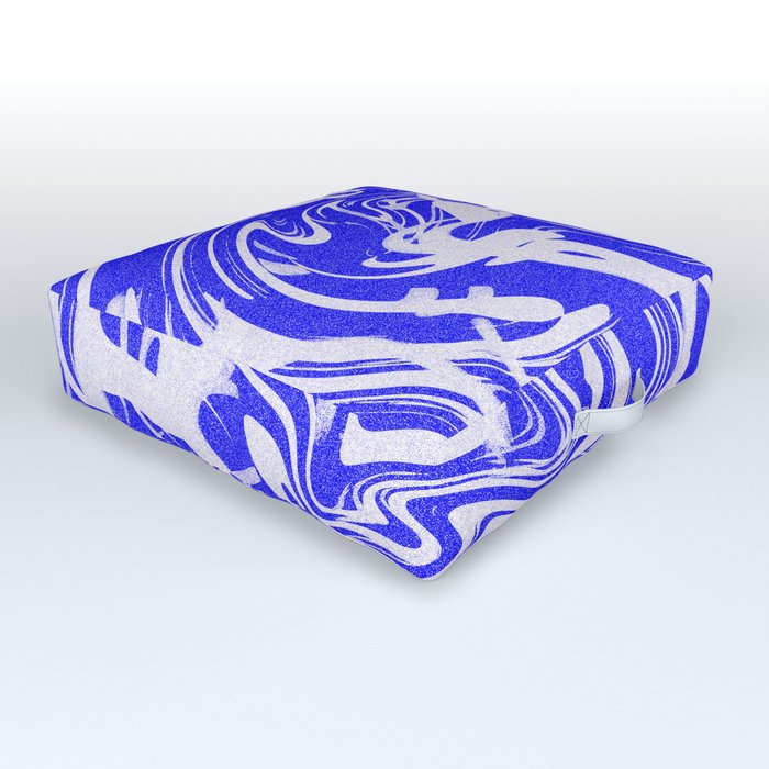 Blue Wavy Grunge Outdoor Floor Cushion