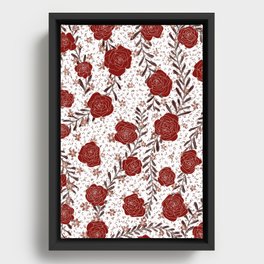 Red Roses Pattern Framed Canvas