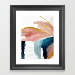 Exhale: a pretty, minimal, acrylic piece in pinks, blues, and gold Framed Art Print