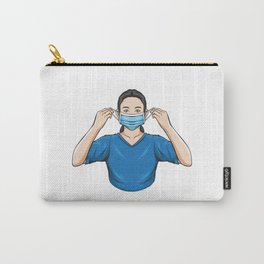 Women Wearing Medical Mask Carry-All Pouch