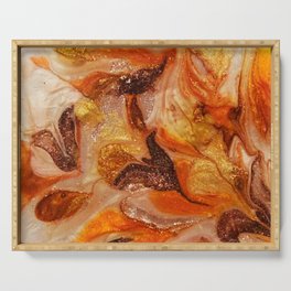 Gold and Brown Modern Acrylic Abstract Art Serving Tray