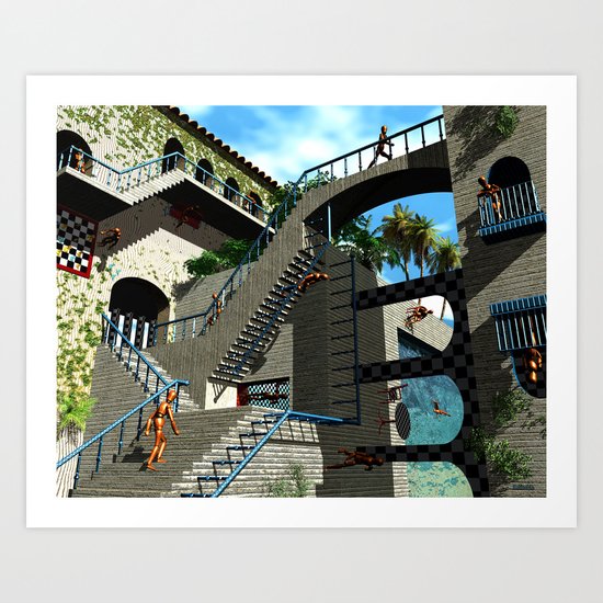 Optical Illusion - Tribute to Escher Art Print