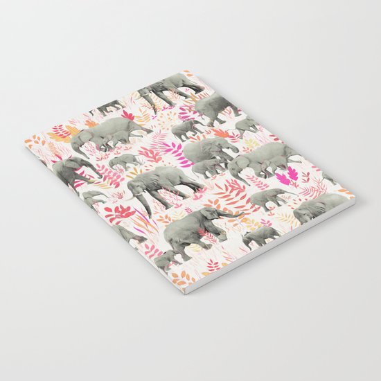 Sweet Elephants in Pink, Orange and Cream Notebook