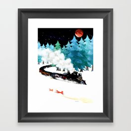 fox and steam train Framed Art Print