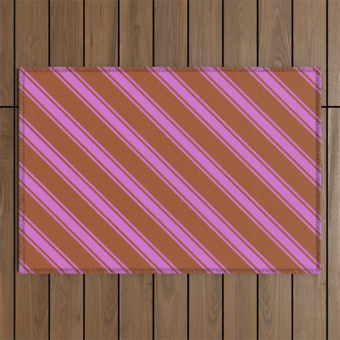 Sienna & Orchid Colored Lines Pattern Outdoor Rug