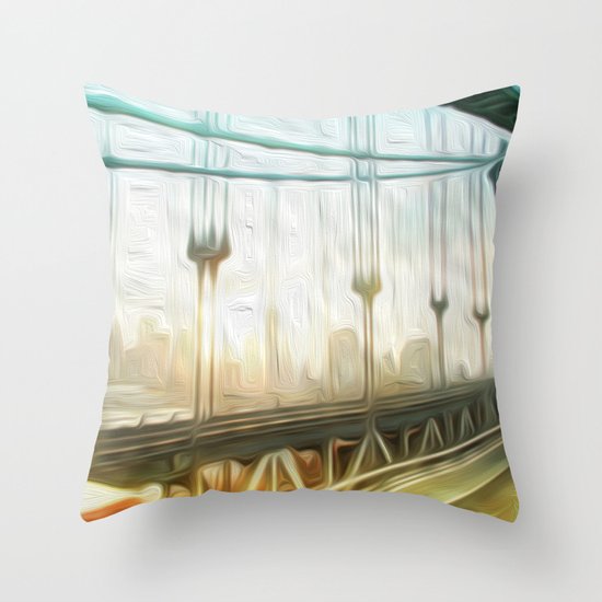 manhattan bridge morning Throw Pillow