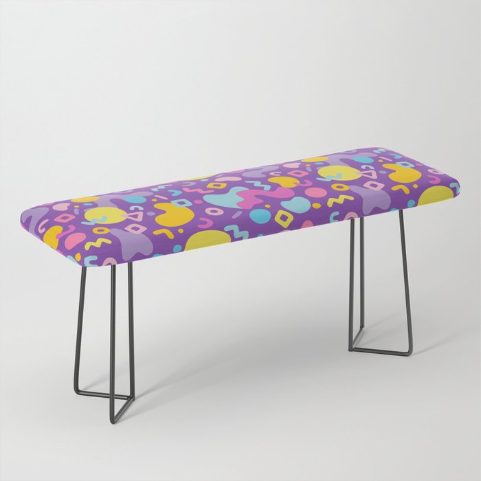 Multi-colored pattern in the Memphis style Bench