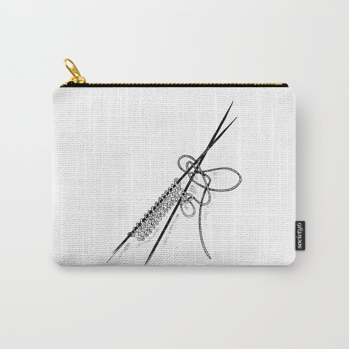 Knitting needles with threads. Hand-drawn sketch.  Carry-All Pouch