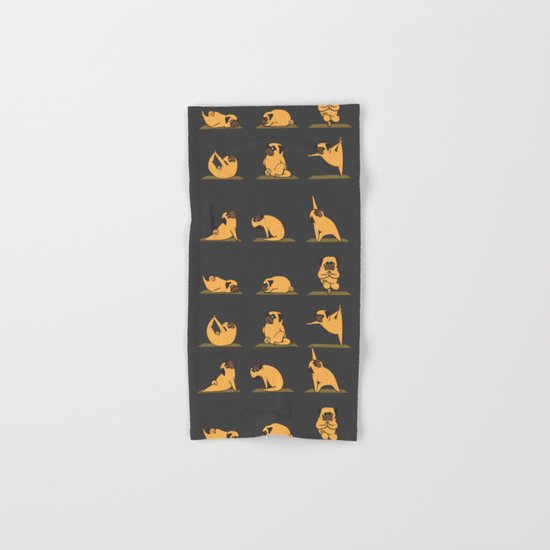 Pug Yoga // Black Hand & Bath Towel