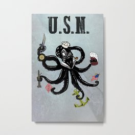 USN Octopus Metal Print | Graphicdesign, Military, Missle, Anchor, Sailor, Digital, Patriot, Usn, Comic, Octopus 