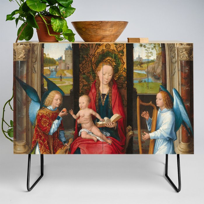 Madonna and Child with Angels, 1479 by Hans Memling Credenza