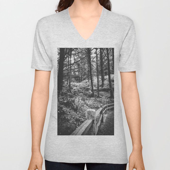 PNW Forest | Black and White Photography | Oregon Nature V Neck T Shirt