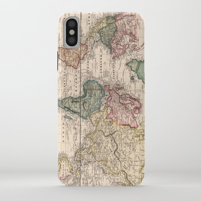 vintage map of the world (1833) iphone case