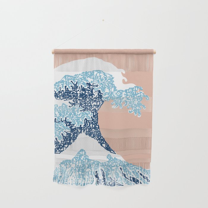 Kanji Calligraphy Art :Hokusai great wave Wall Hanging