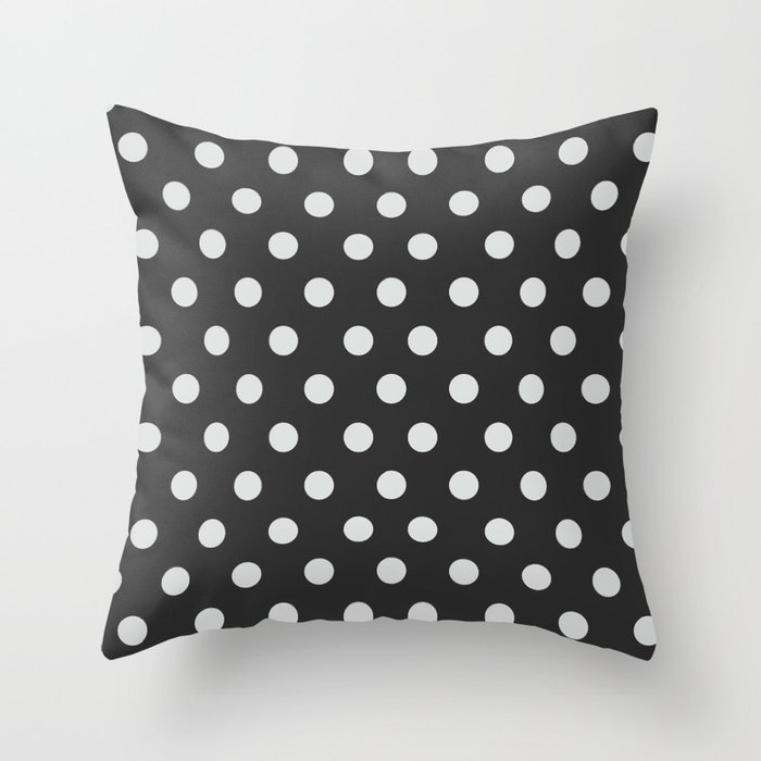 Dark Slate Grey Thalertupfen White Pōlka Large Round Dots Pattern Throw Pillow