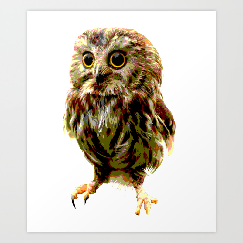 Baby Owl Cute Big Eyes Nocturnal Bird Predator Lover Art Print By Teepsy Society6