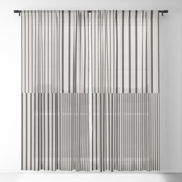 Stripes Pattern and Lines 1 in Creamy Grey Sheer Curtain