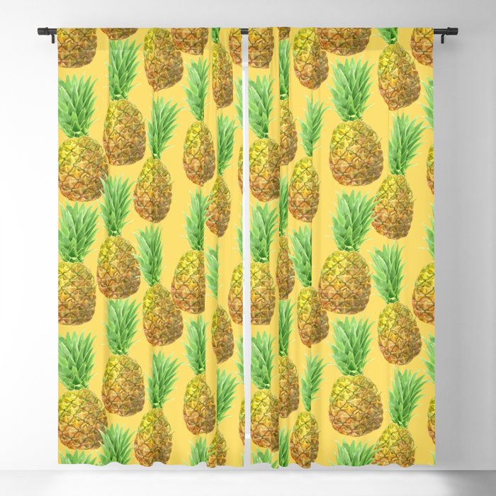 Pineapple watercolor pattern Blackout Curtain