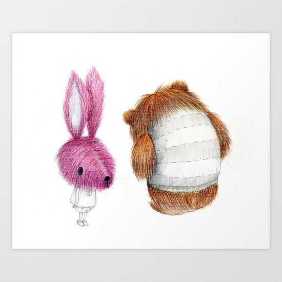 El conejo y el oso Art Print