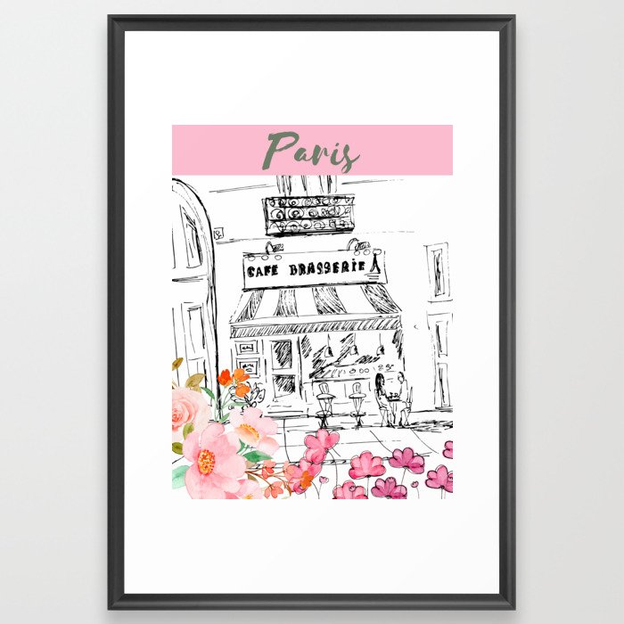 Paris Cafe Sketch Framed Art Print
