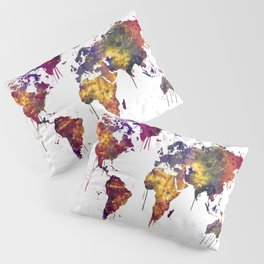 Watercolor Map of the World Map Pillow Sham