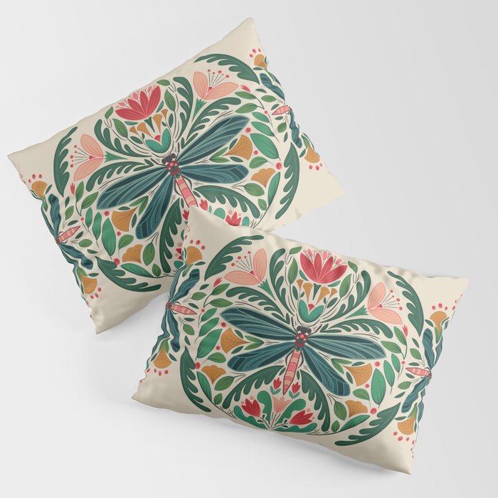 Dragonfly Folk Design Pillow Sham