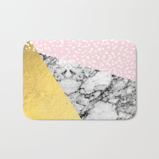 Trini - abstract painting texture gold pastel pink marble trendy hipster minimal art design bklyn Bath Mat