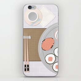 Sushi platter flatlay - muted palette iPhone Skin