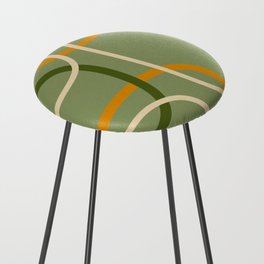 Abstract sage green mid century shapes Counter Stool