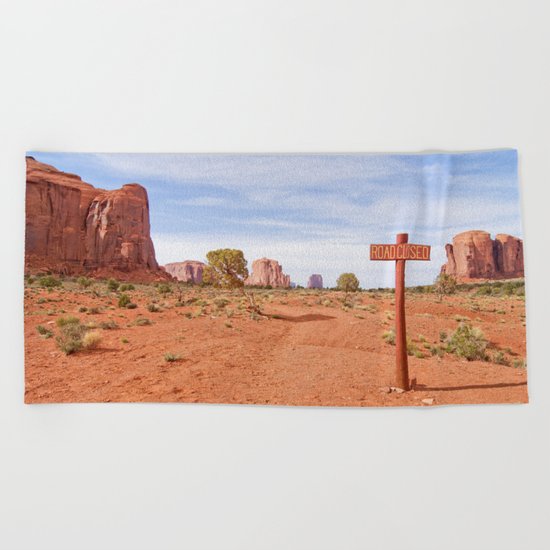 Road closed desert Beach Towel
