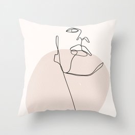 Line Art Portrait Woman Throw Pillow