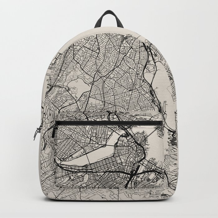 Boston USA - Black and White City Map Design Backpack