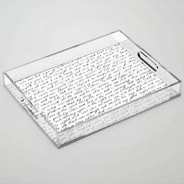 Monochrome background of careless ink writing. Handwritten letter texture. Vintage illustration Acrylic Tray