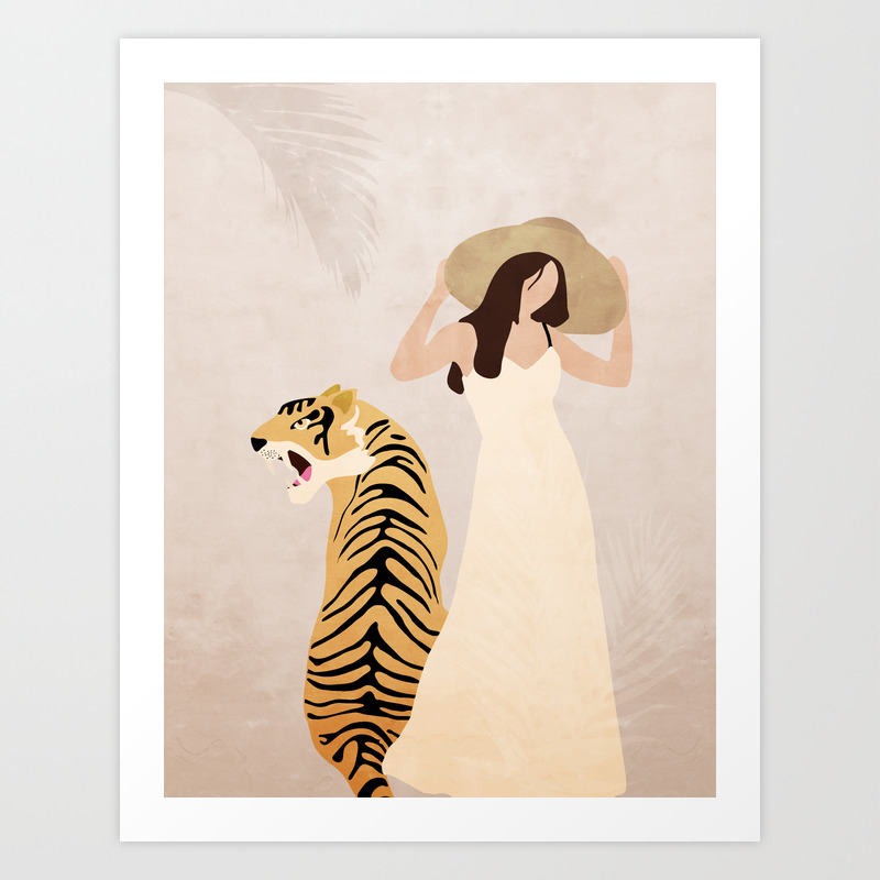 Tiger and Lady Art Print by GrafArt | Society6