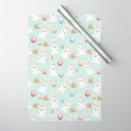 Easter Bunny And Eggs Pattern- Mint Green  Wrapping Paper