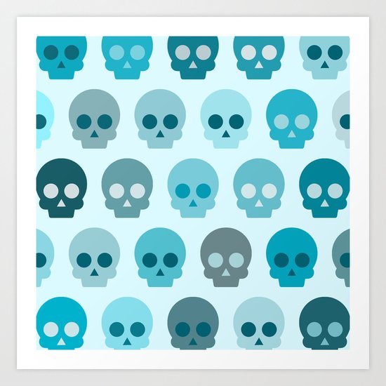 Colorful Skull Cute Pattern II Art Print